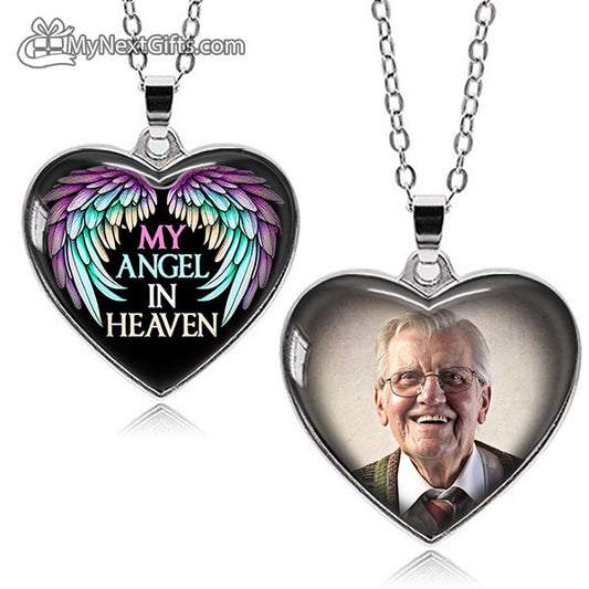 My Angel / Angels in Heaven - Two Sided Personalized Photo Necklace
