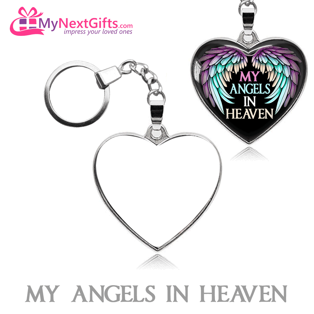 My Angel / Angels in Heaven - Two Sided Personalized Photo Keychain